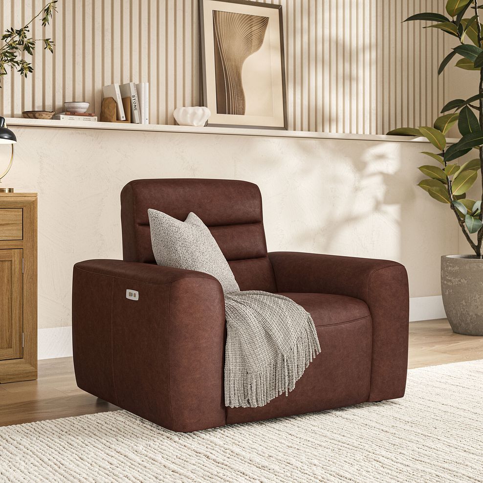 Cohen Electric Recliner Armchair in Virgo Chestnut Leather 1