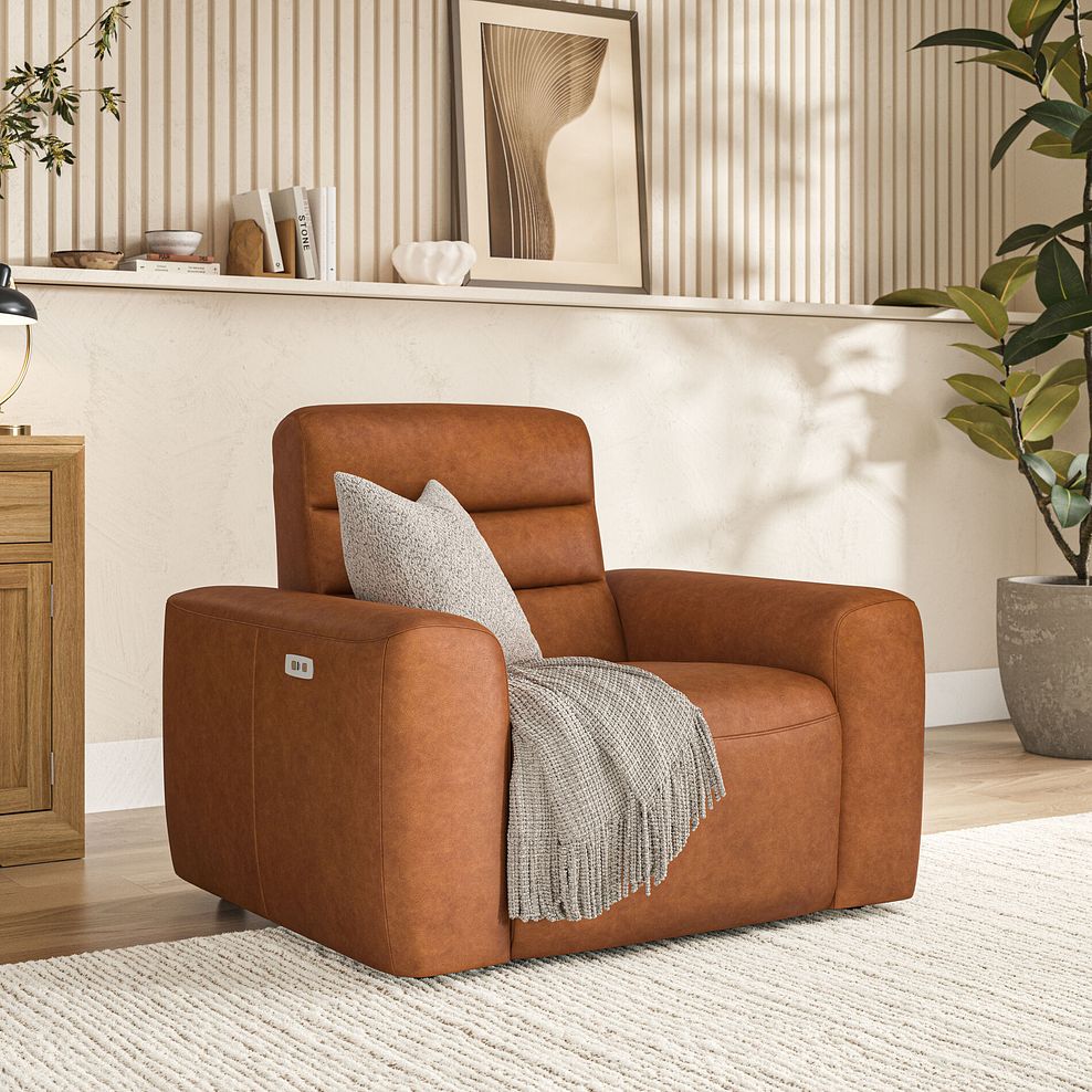 Cohen Electric Recliner Armchair in Virgo Cognac Leather 1