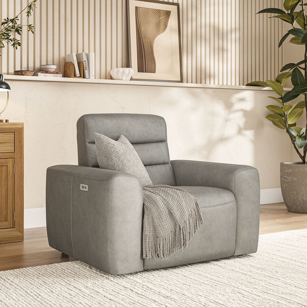 Cohen Electric Recliner Armchair in Virgo Platinum Leather 1