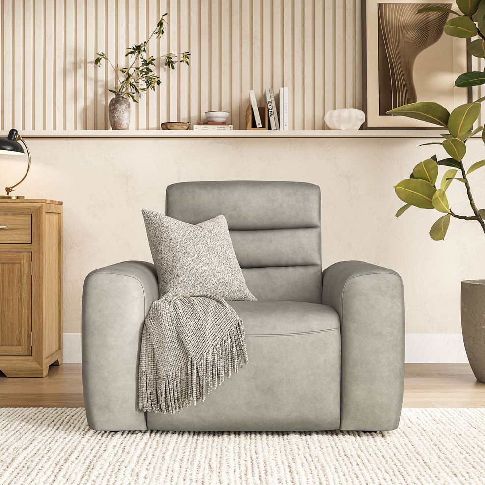 Cohen Electric Recliner Armchair in Virgo Platinum Leather 3