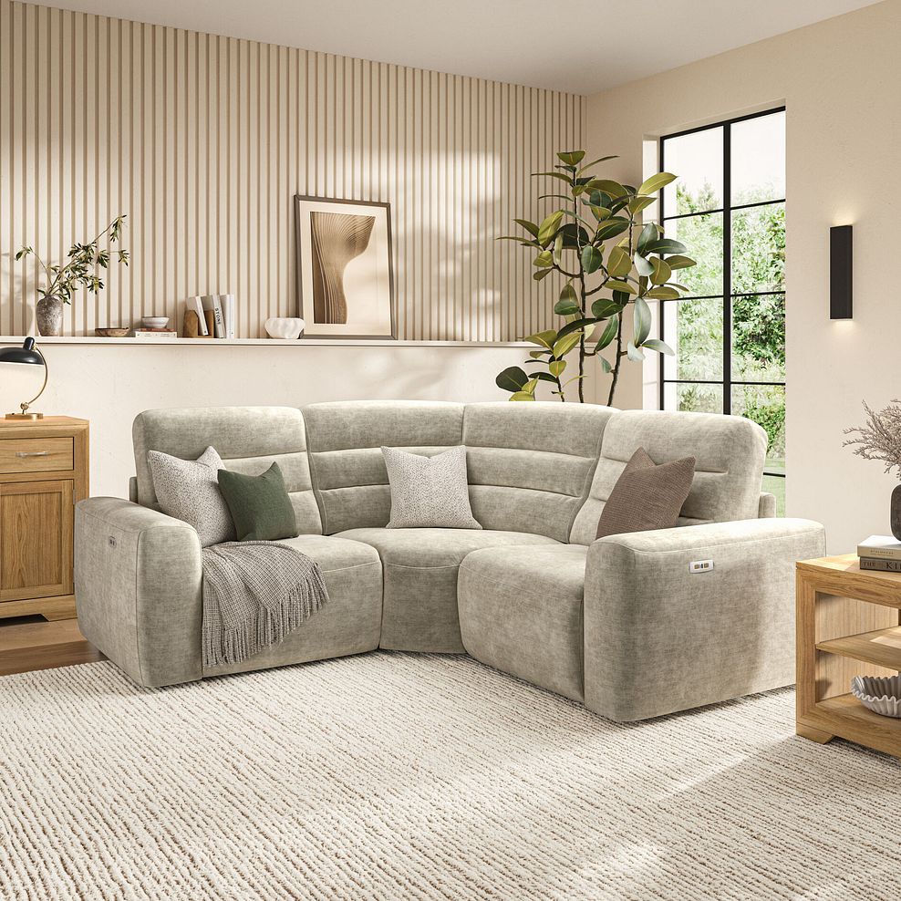 Cohen Group 1 Electric Recliner in Plush Beige Fabric 1