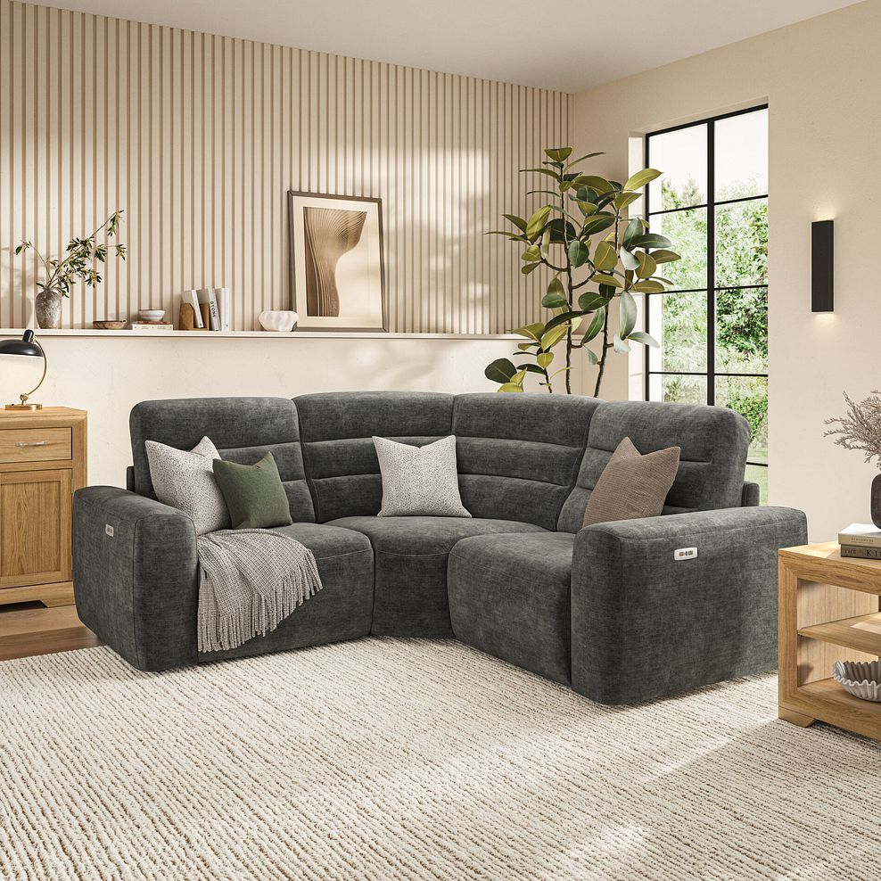 Cohen Group 1 Electric Recliner in Plush Charcoal Fabric 1