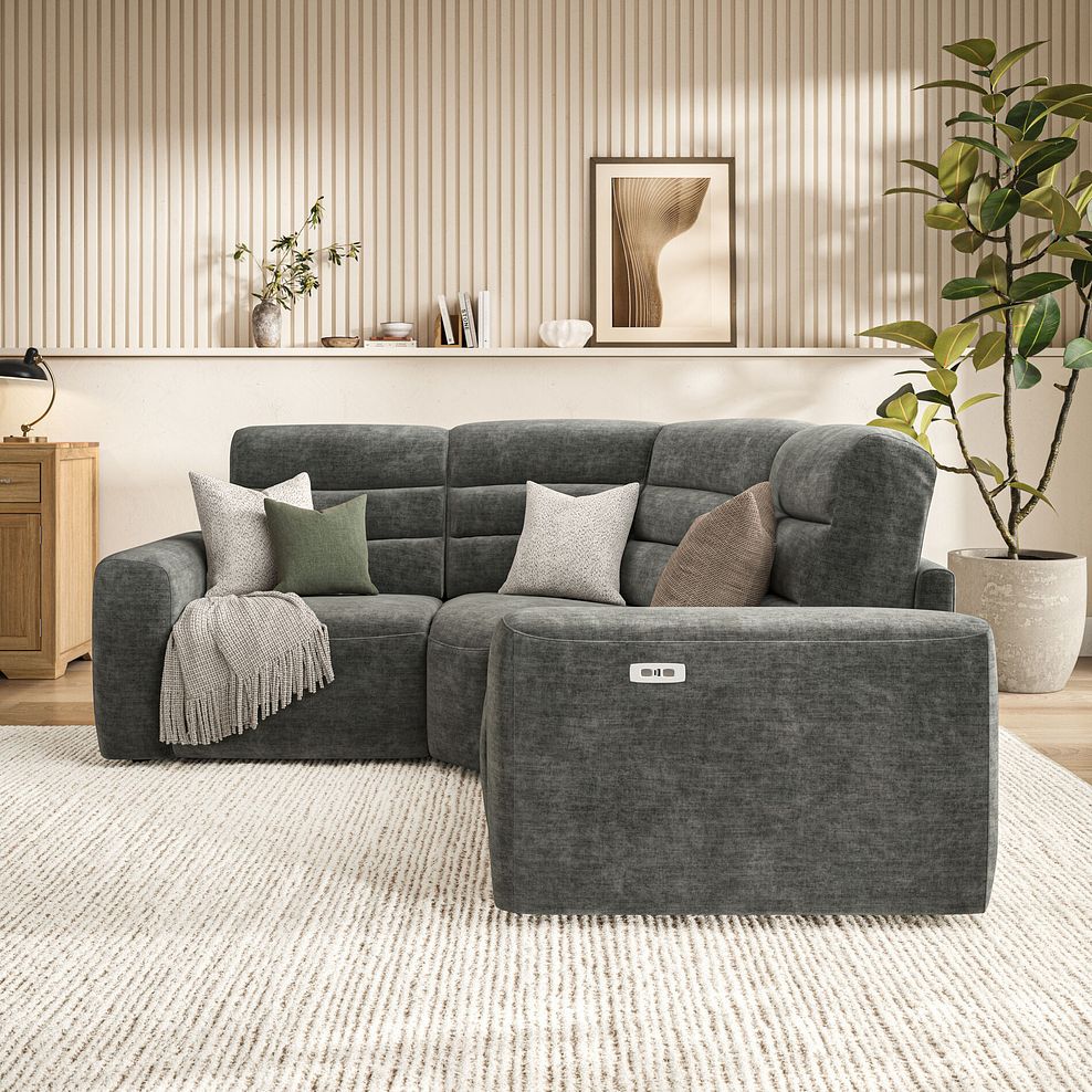 Cohen Group 1 Electric Recliner in Plush Charcoal Fabric 3