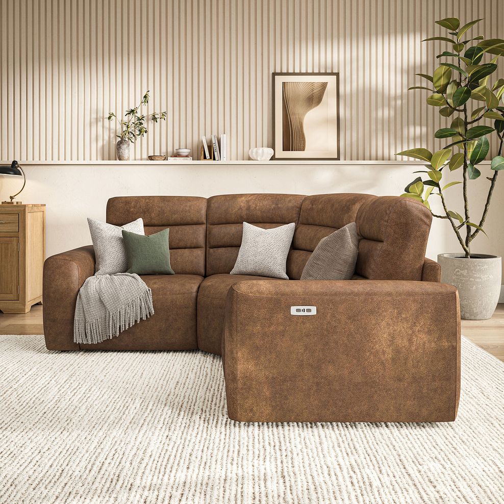 Cohen Group 1 Electric Recliner in Ranch Brown Fabric 3