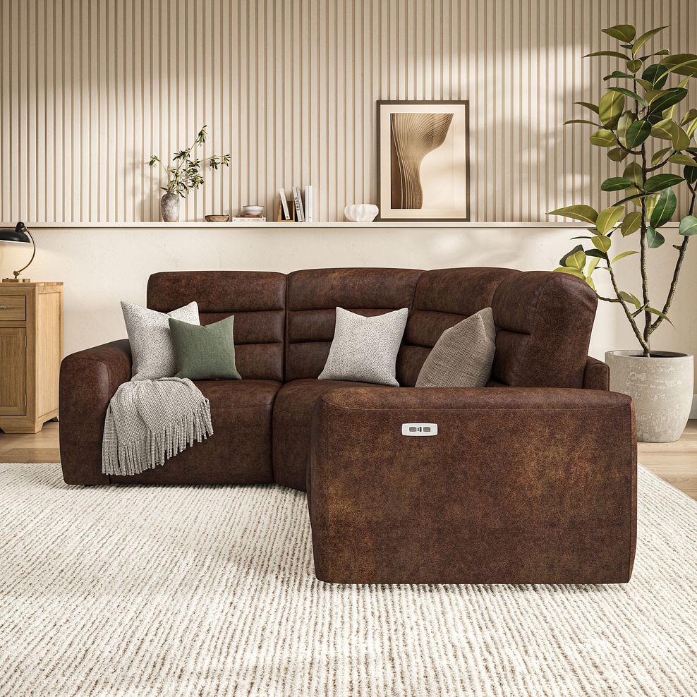 Cohen Group 1 Electric Recliner in Ranch Dark Brown Fabric 3