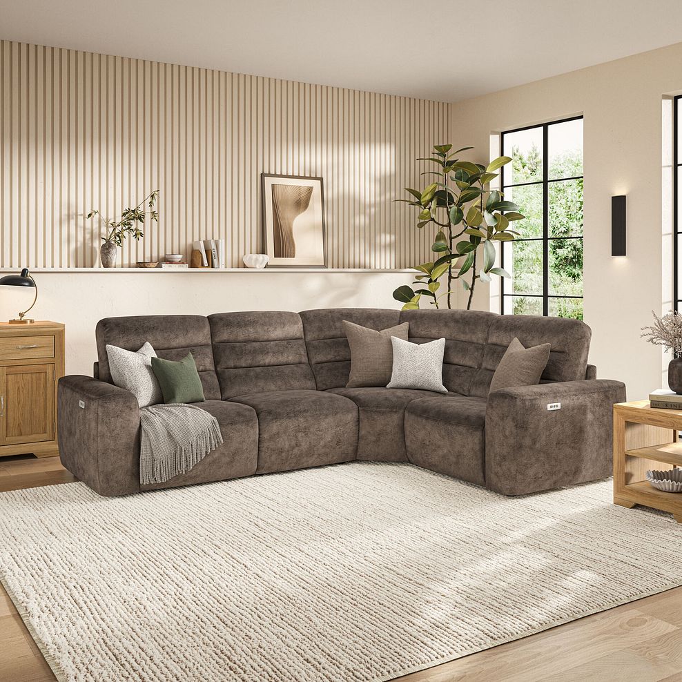 Cohen Group 2 Electric Recliner - Left Hand in  Dapple Chocolate Fabric 1