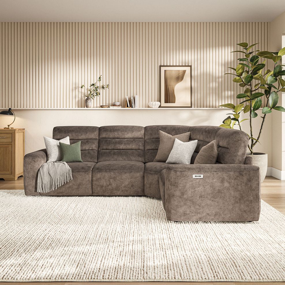 Cohen Group 2 Electric Recliner - Left Hand in  Dapple Chocolate Fabric 3