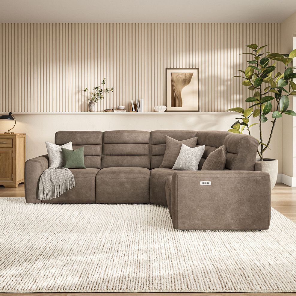 Cohen Group 2 Electric Recliner - Left Hand in Miller Earth Brown Fabric 3