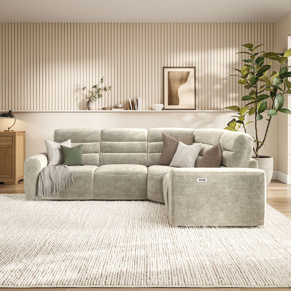 Cohen Group 2 Electric Recliner - Left Hand in Plush Beige Fabric 3