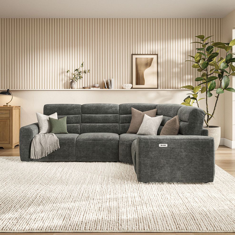 Cohen Group 2 Electric Recliner - Left Hand in Plush Charcoal Fabric 3