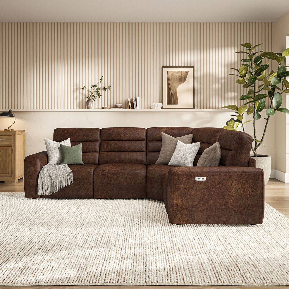 Cohen Group 2 Electric Recliner - Left Hand in Ranch Dark Brown Fabric 3