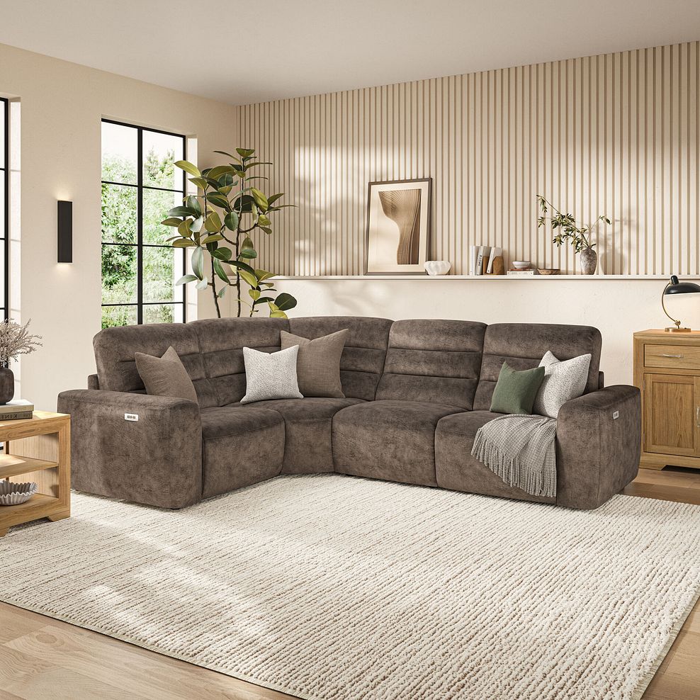 Cohen Group 2 Electric Recliner - Right Hand in Dapple Chocolate Fabric 1