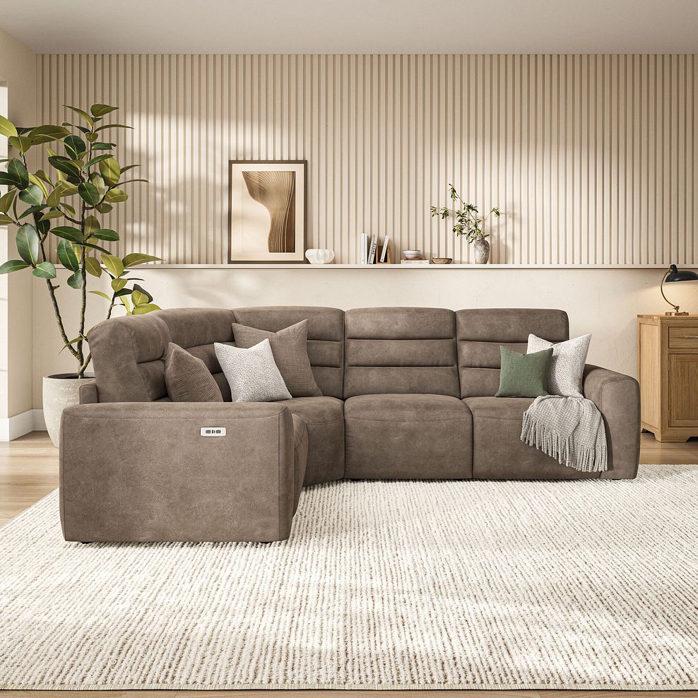 Cohen Group 2 Electric Recliner - Right Hand in Miller Earth Brown Fabric 3