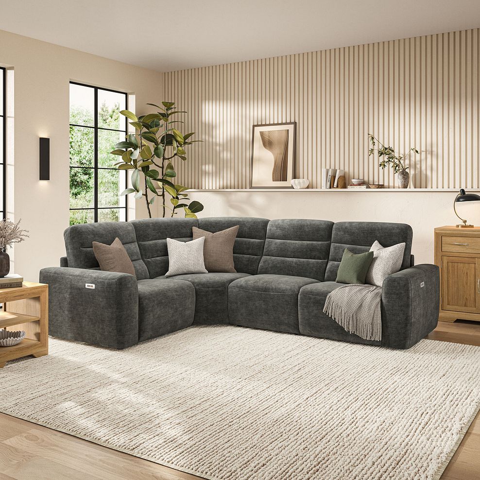 Cohen Group 2 Electric Recliner - Right Hand in Plush Charcoal Fabric 1