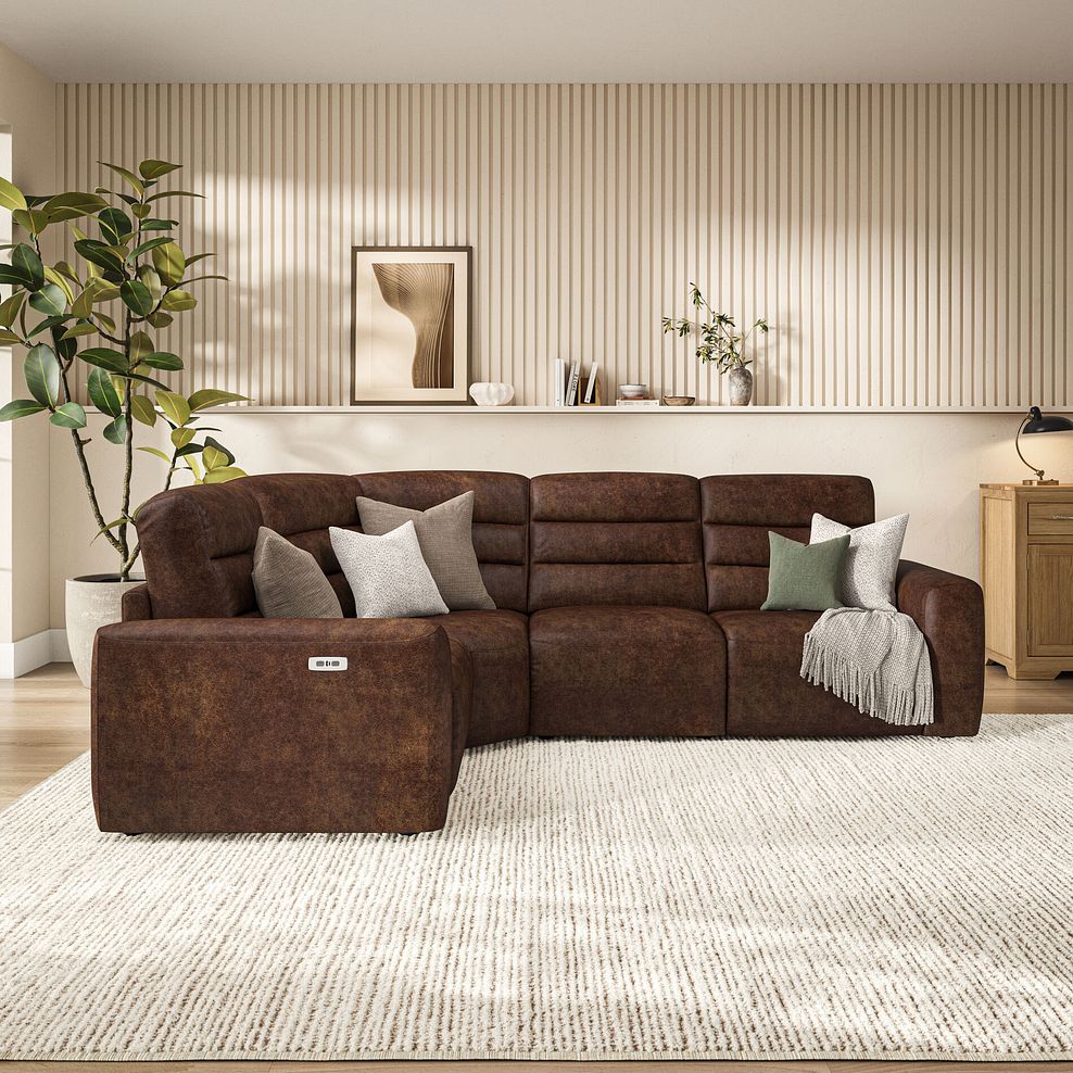 Cohen Group 2 Electric Recliner - Right Hand in Ranch Dark Brown Fabric 3