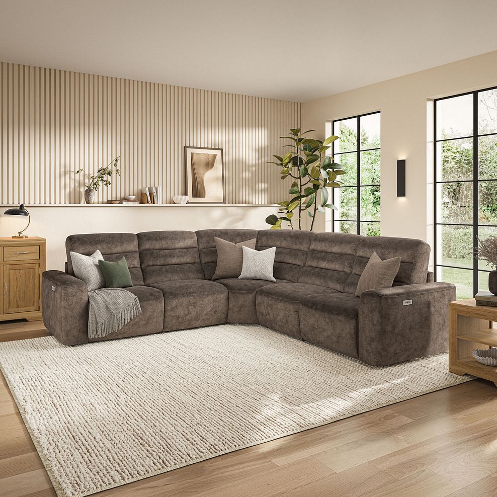 Cohen Group 3 Electric Recliner in  Dapple Chocolate Fabric 1