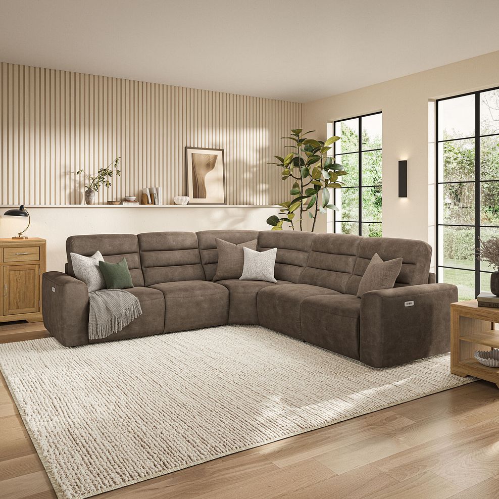 Cohen Group 3 Electric Recliner in Miller Earth Brown Fabric 1