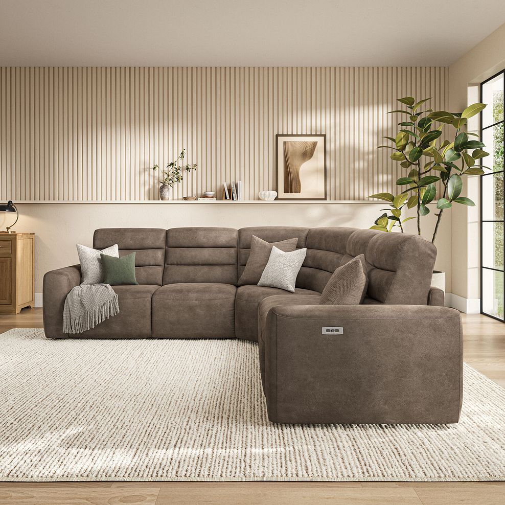 Cohen Group 3 Electric Recliner in Miller Earth Brown Fabric 3