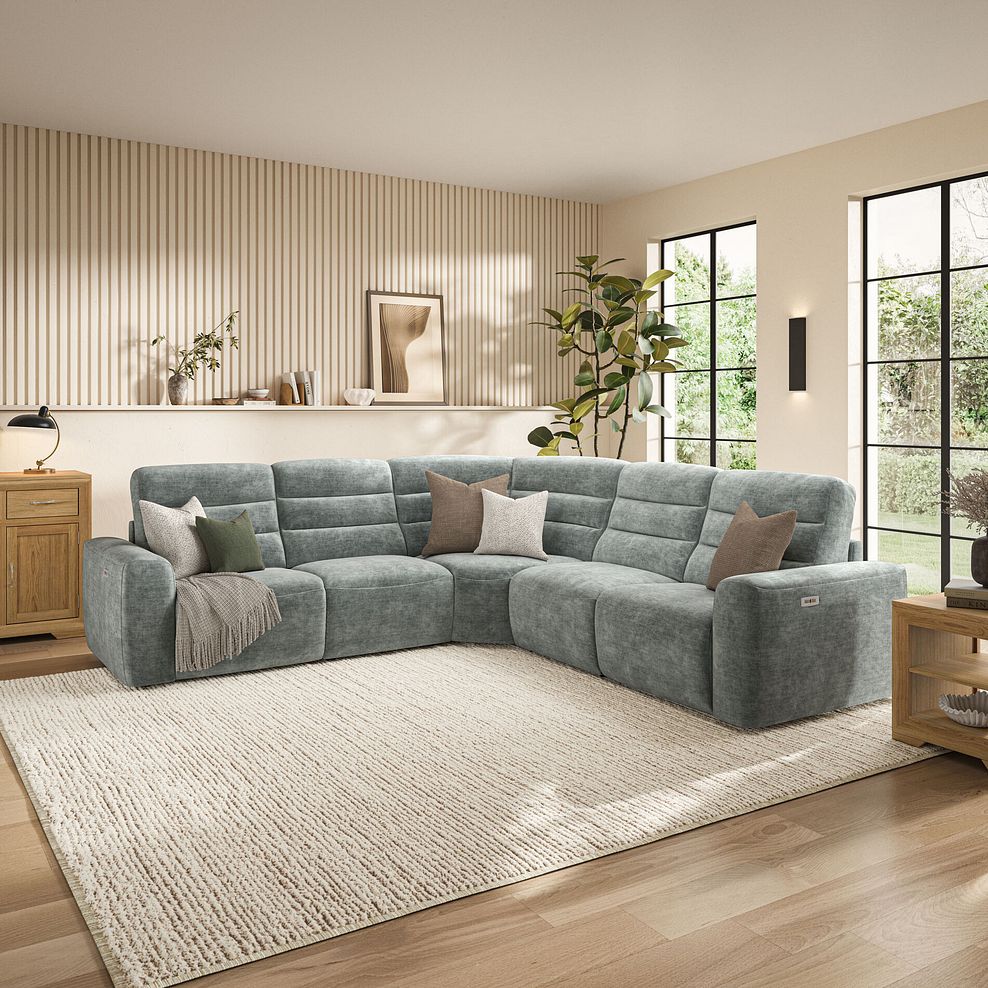 Cohen Group 3 Electric Recliner in Plush Silver Fabric 1