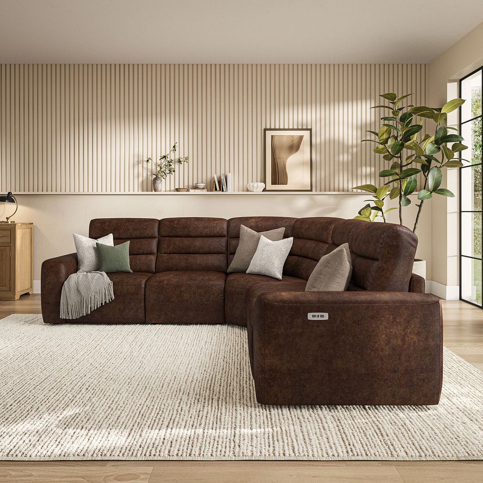 Cohen Group 3 Electric Recliner in Ranch Dark Brown Fabric 3