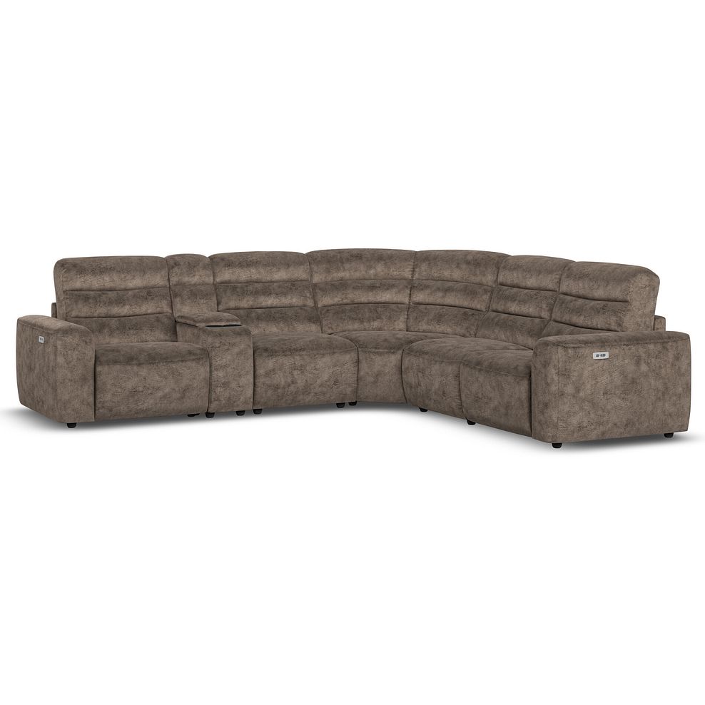 Cohen Group 3 Electric Recliner with 1 Console in Dapple Chocolate Fabric 1