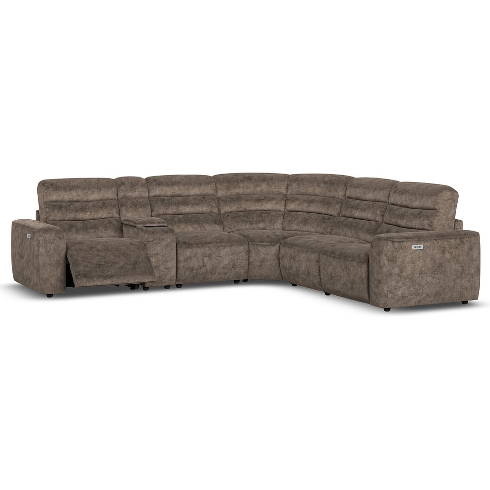 Cohen Group 3 Electric Recliner with 1 Console in Dapple Chocolate Fabric 2