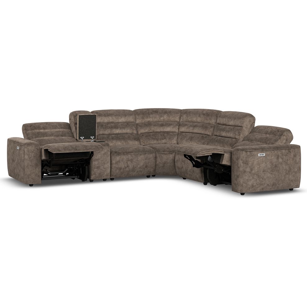 Cohen Group 3 Electric Recliner with 1 Console in Dapple Chocolate Fabric 4