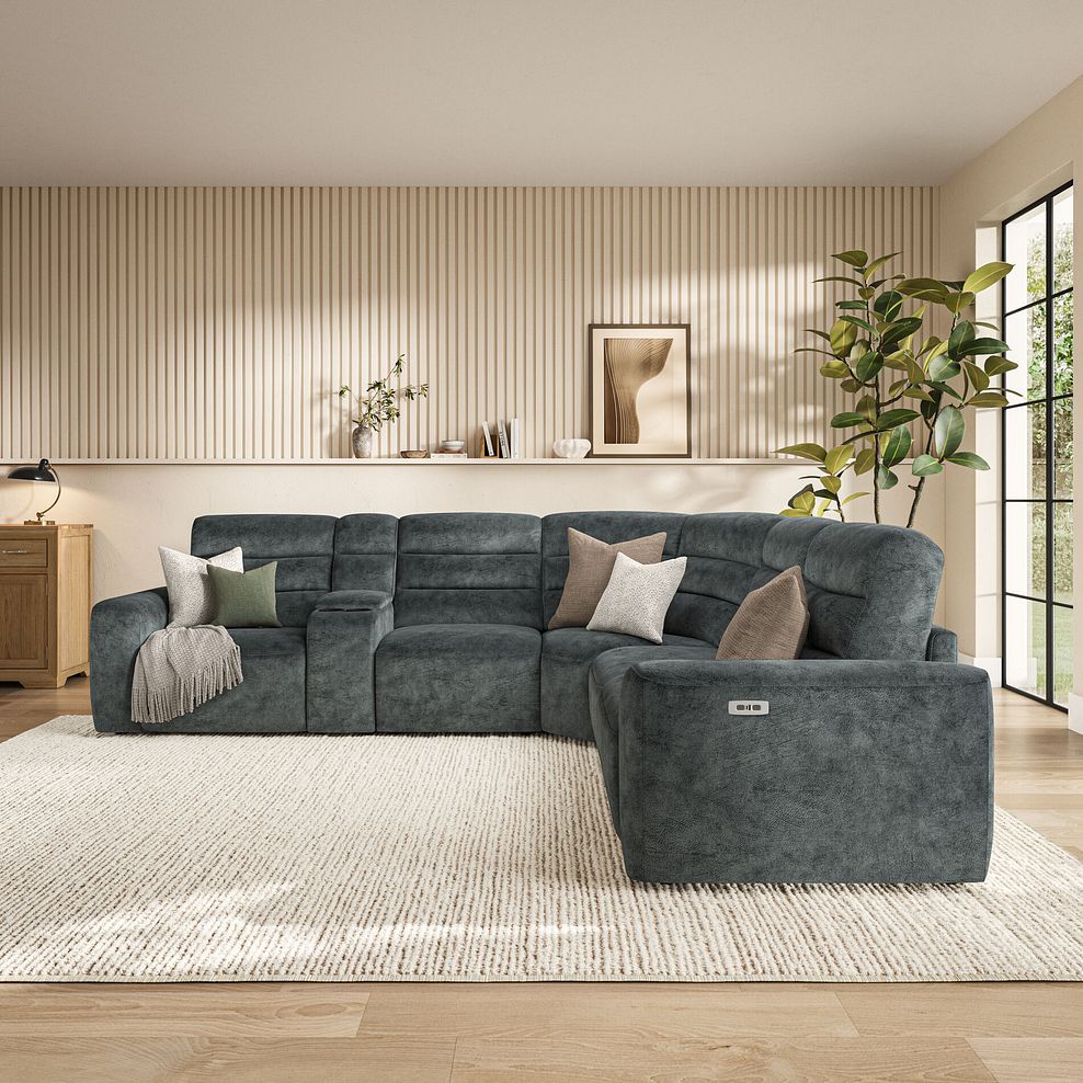 Cohen Group 3 Electric Recliner with 1 Console in Dapple Grey Fabric 3