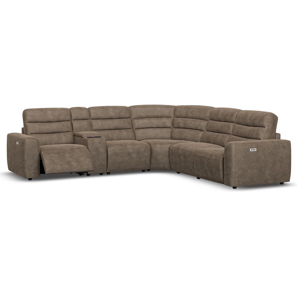 Cohen Group 3 Electric Recliner with 1 Console in Miller Earth Brown Fabric 2