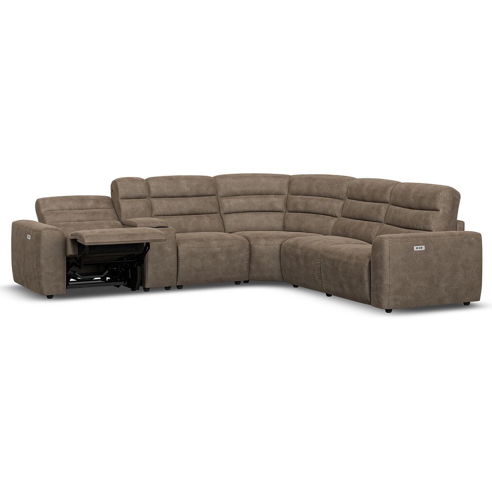 Cohen Group 3 Electric Recliner with 1 Console in Miller Earth Brown Fabric 3