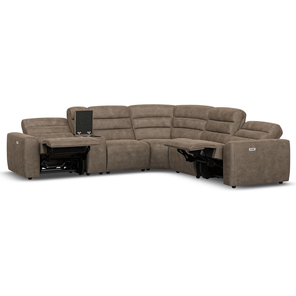 Cohen Group 3 Electric Recliner with 1 Console in Miller Earth Brown Fabric 4