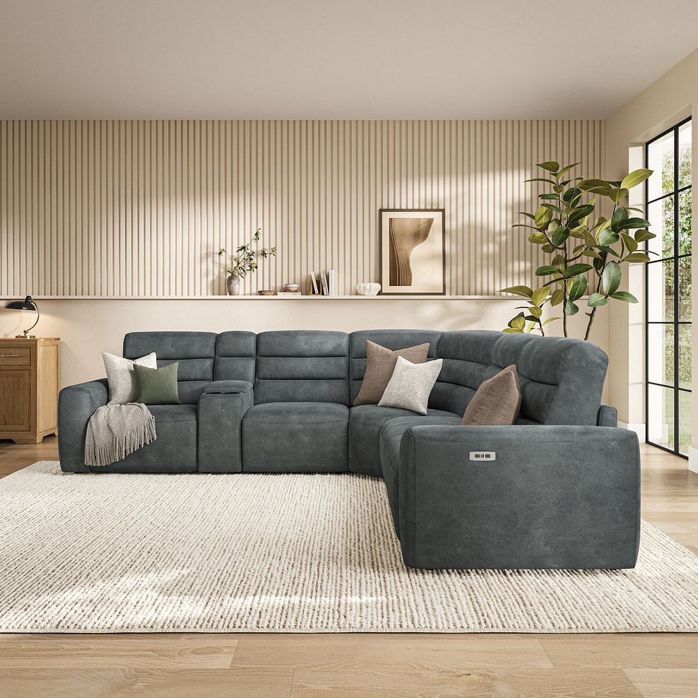 Cohen Group 3 Electric Recliner with 1 Console in Miller Grey Fabric 3