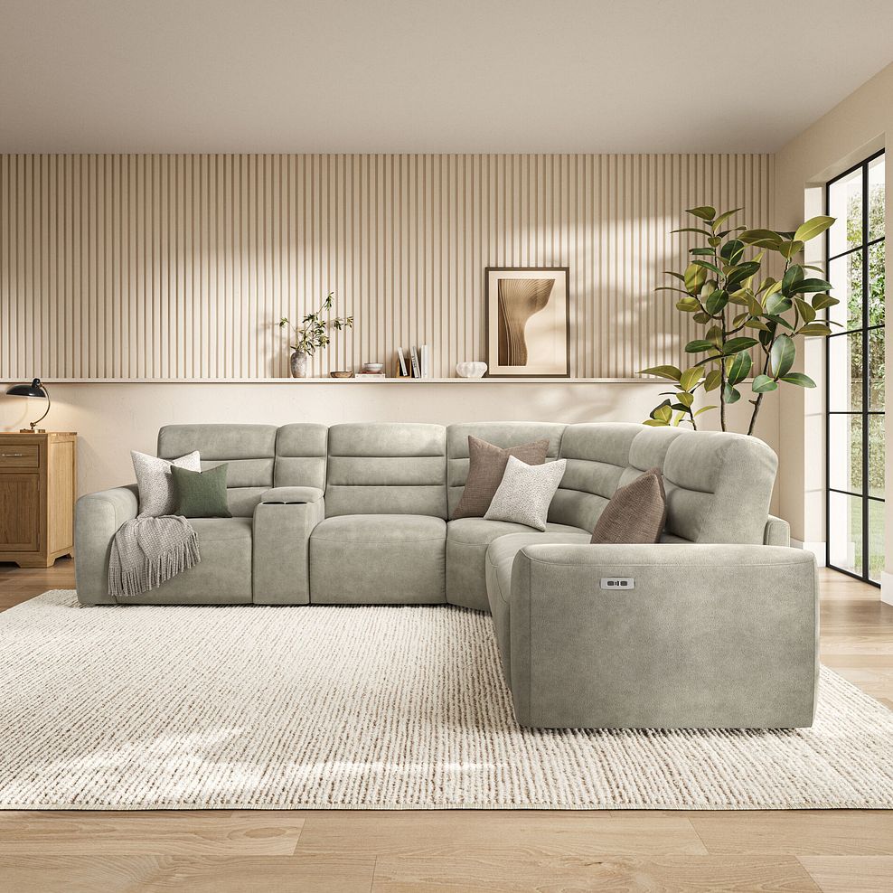 Cohen Group 3 Electric Recliner with 1 Console in Miller Taupe Fabric 3