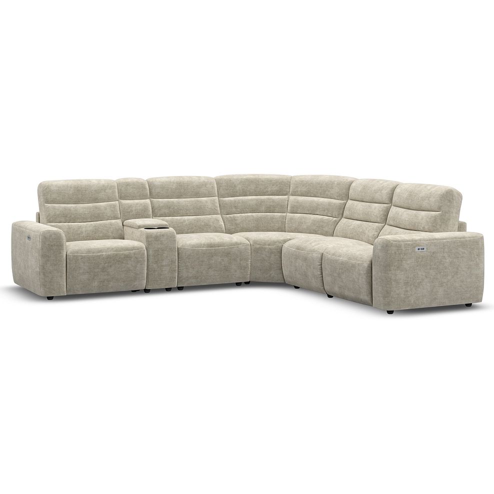 Cohen Group 3 Electric Recliner with 1 Console in Plush Beige Fabric 1