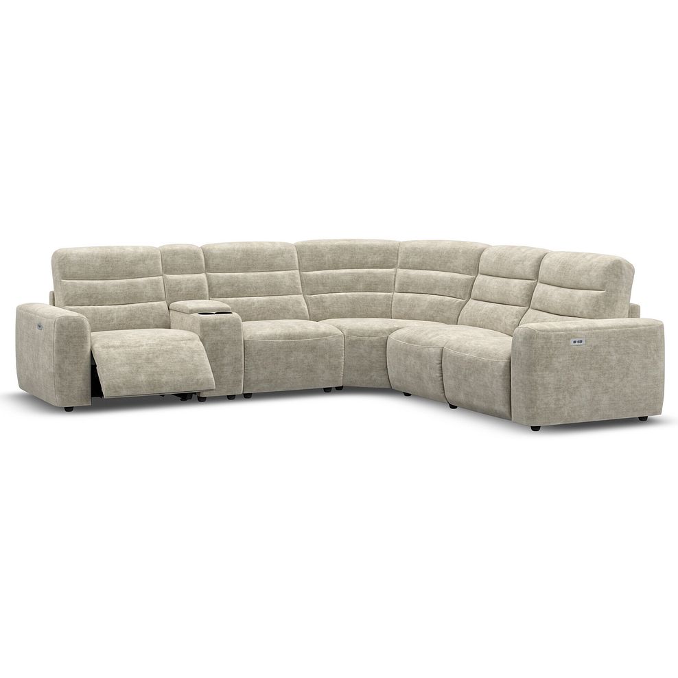 Cohen Group 3 Electric Recliner with 1 Console in Plush Beige Fabric 2