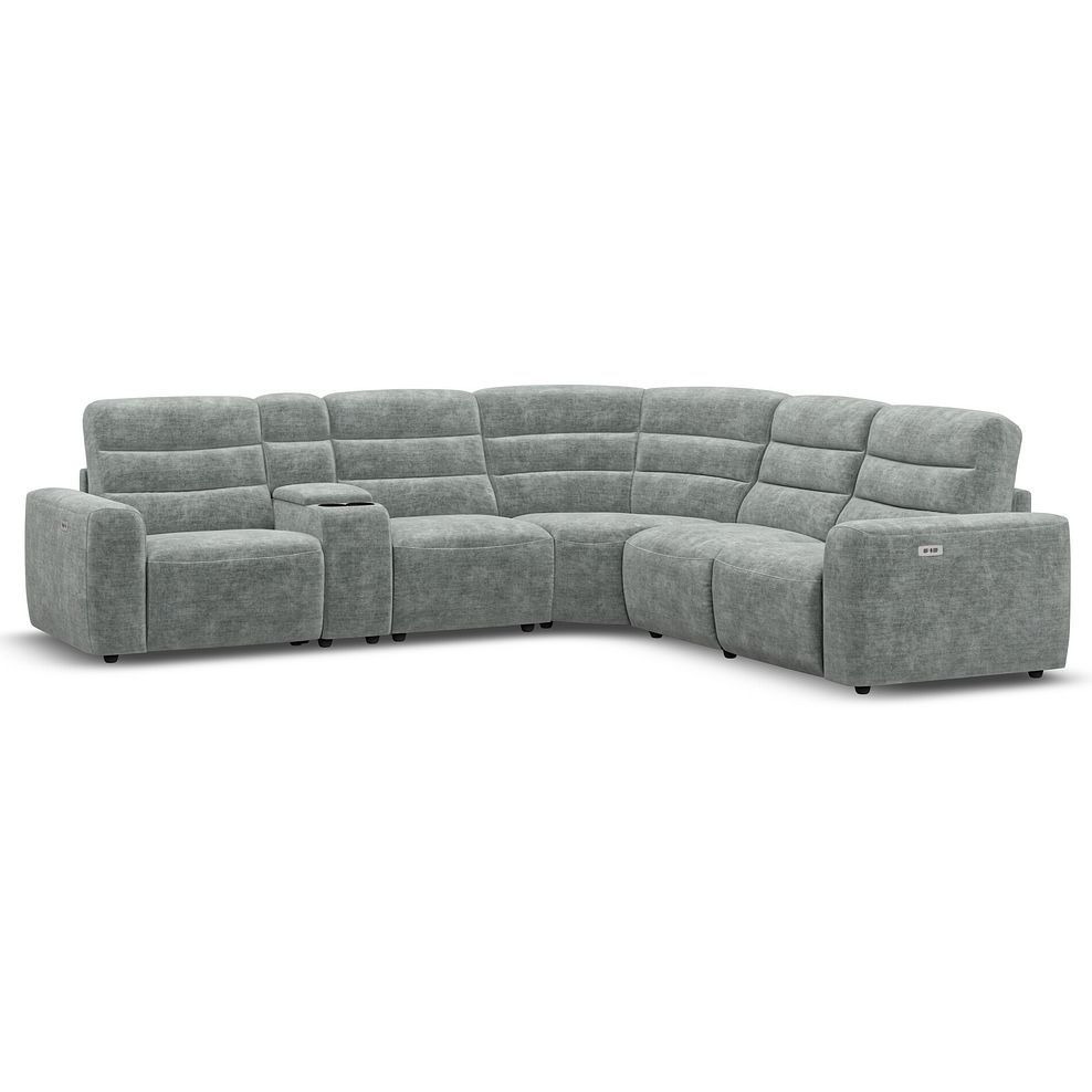 Cohen Group 3 Electric Recliner with 1 Console in Plush Silver Fabric 1