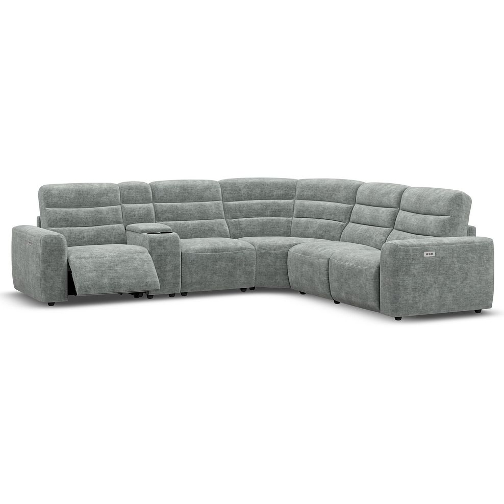 Cohen Group 3 Electric Recliner with 1 Console in Plush Silver Fabric 2