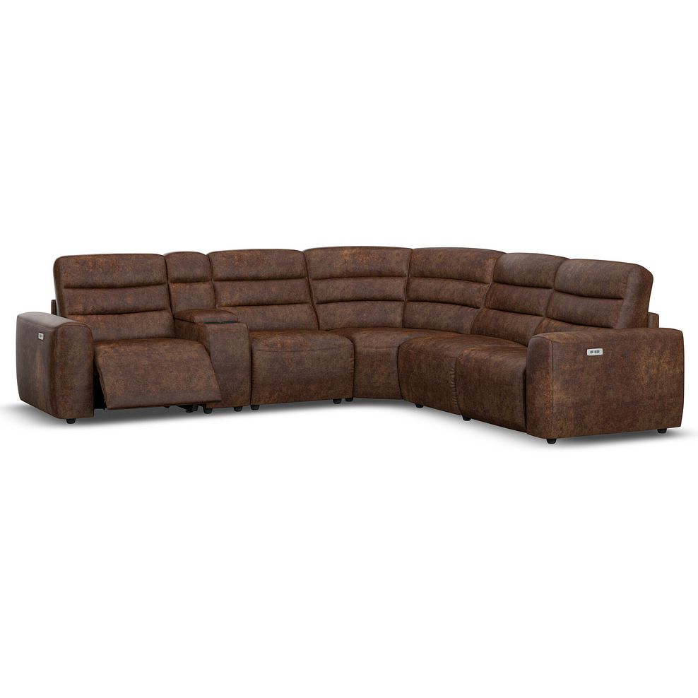 Cohen Group 3 Electric Recliner with 1 Console in Ranch Dark Brown Fabric 2