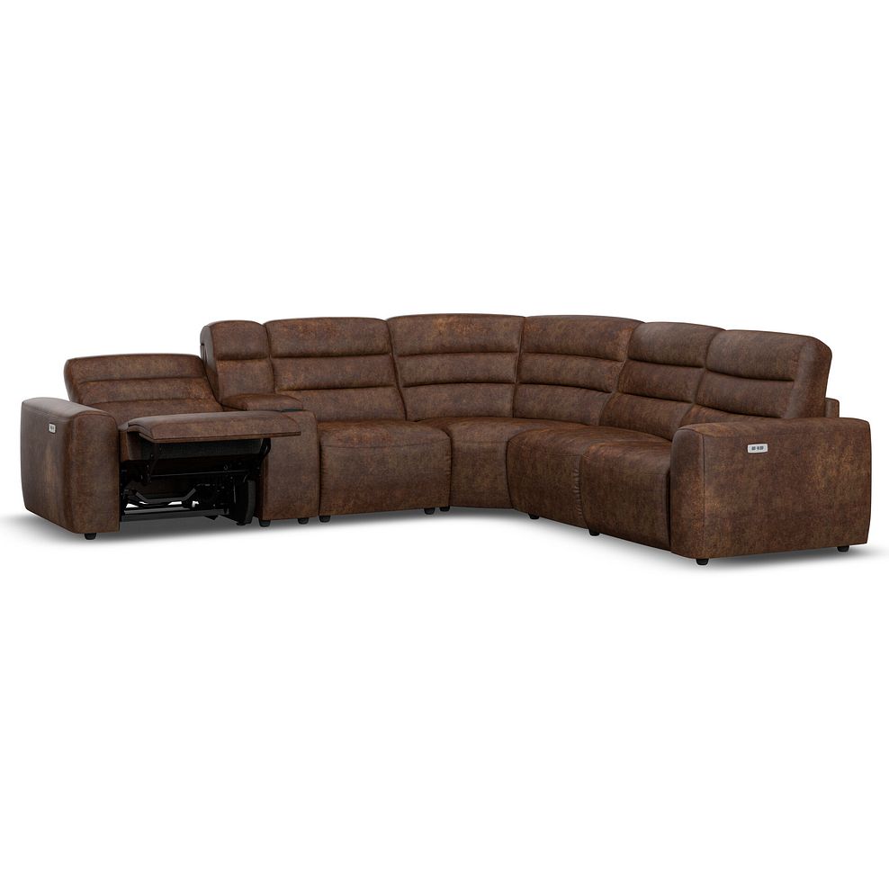 Cohen Group 3 Electric Recliner with 1 Console in Ranch Dark Brown Fabric 3