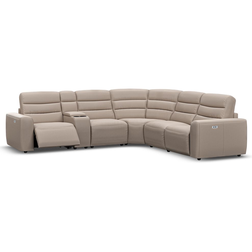 Cohen Group 3 Electric Recliner with 1 Console in Virgo Buff Leather 2