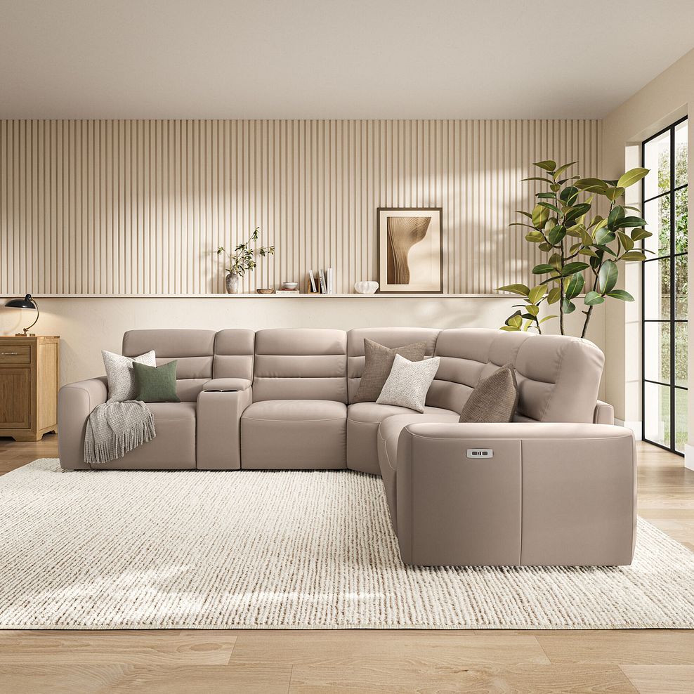 Cohen Group 3 Electric Recliner with 1 Console in Virgo Buff Leather 3