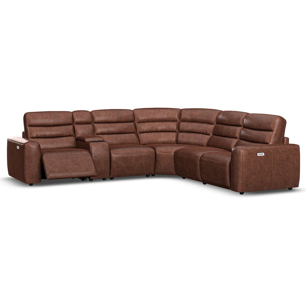 Cohen Group 3 Electric Recliner with 1 Console in Virgo Chestnut Leather 2