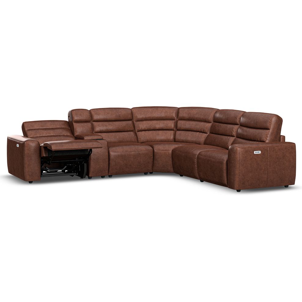 Cohen Group 3 Electric Recliner with 1 Console in Virgo Chestnut Leather 3