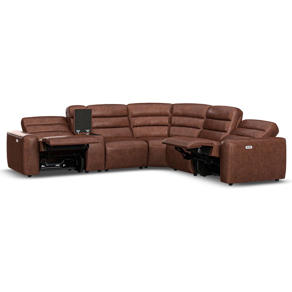 Cohen Group 3 Electric Recliner with 1 Console in Virgo Chestnut Leather 4