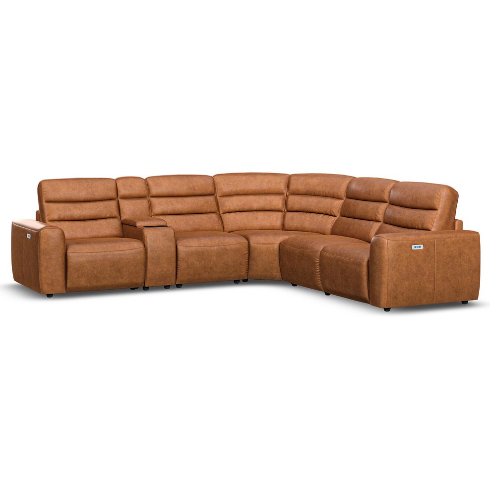 Cohen Group 3 Electric Recliner with 1 Console in Virgo Cognac Leather 1