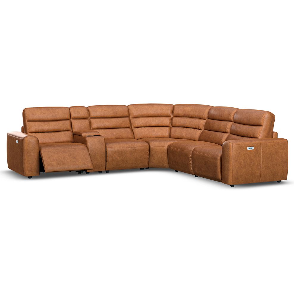 Cohen Group 3 Electric Recliner with 1 Console in Virgo Cognac Leather 2