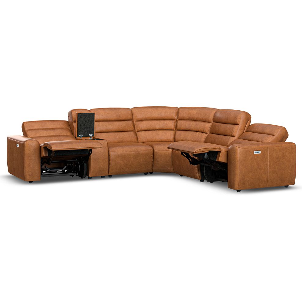 Cohen Group 3 Electric Recliner with 1 Console in Virgo Cognac Leather 4