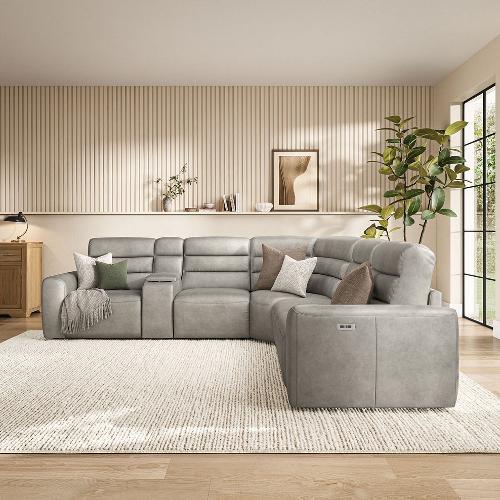 Cohen Group 3 Electric Recliner with 1 Console in Virgo Platinum Leather 3