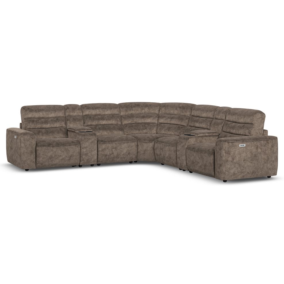 Cohen Group 3 Electric Recliner with 2 Consoles in Dapple Chocolate Fabric 3