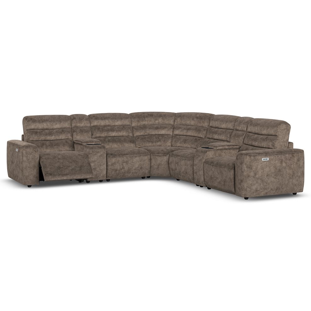 Cohen Group 3 Electric Recliner with 2 Consoles in Dapple Chocolate Fabric 4